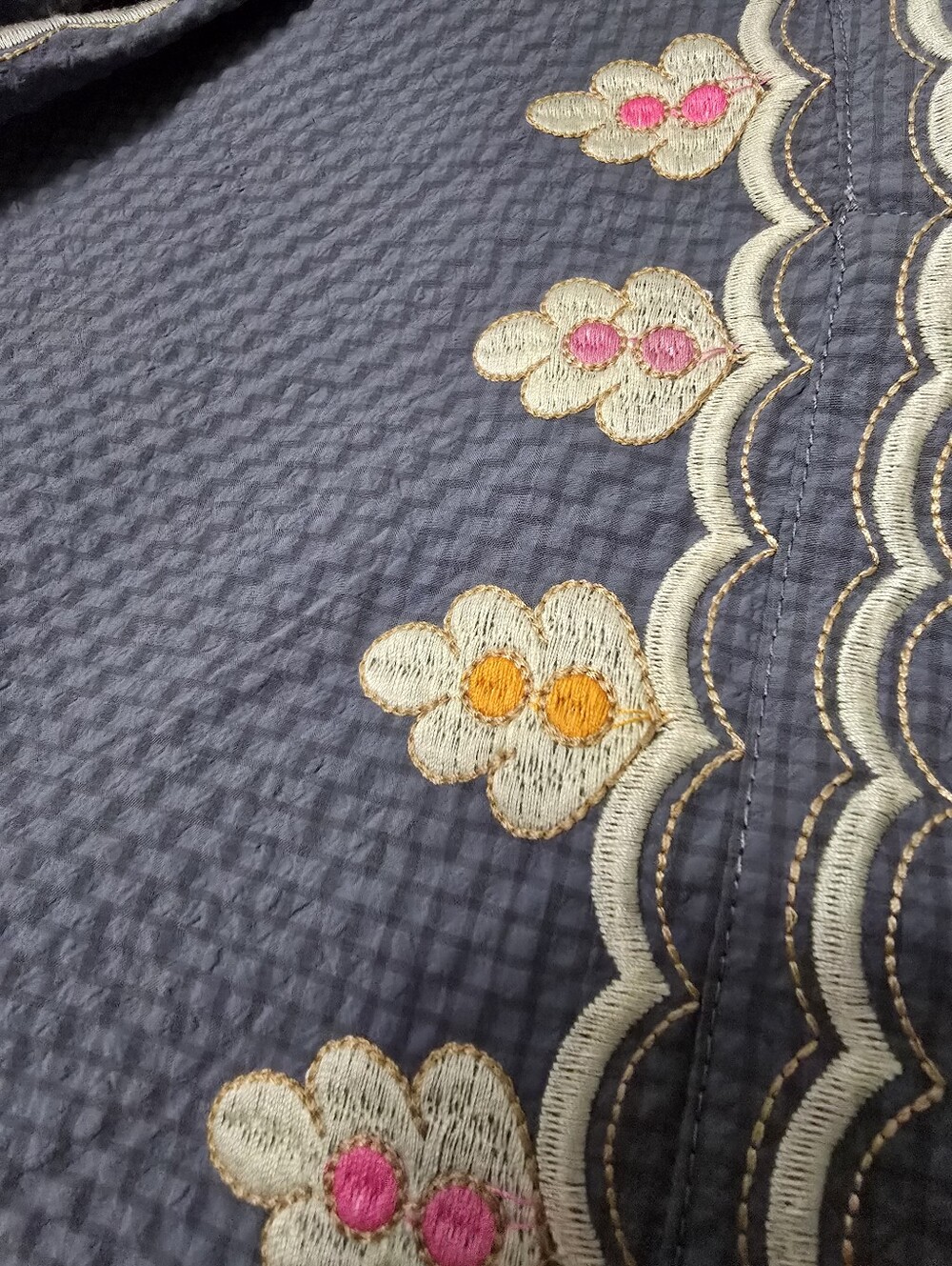 Blue Embroidered Puff-Sleeve Top - Picture 12 of 12